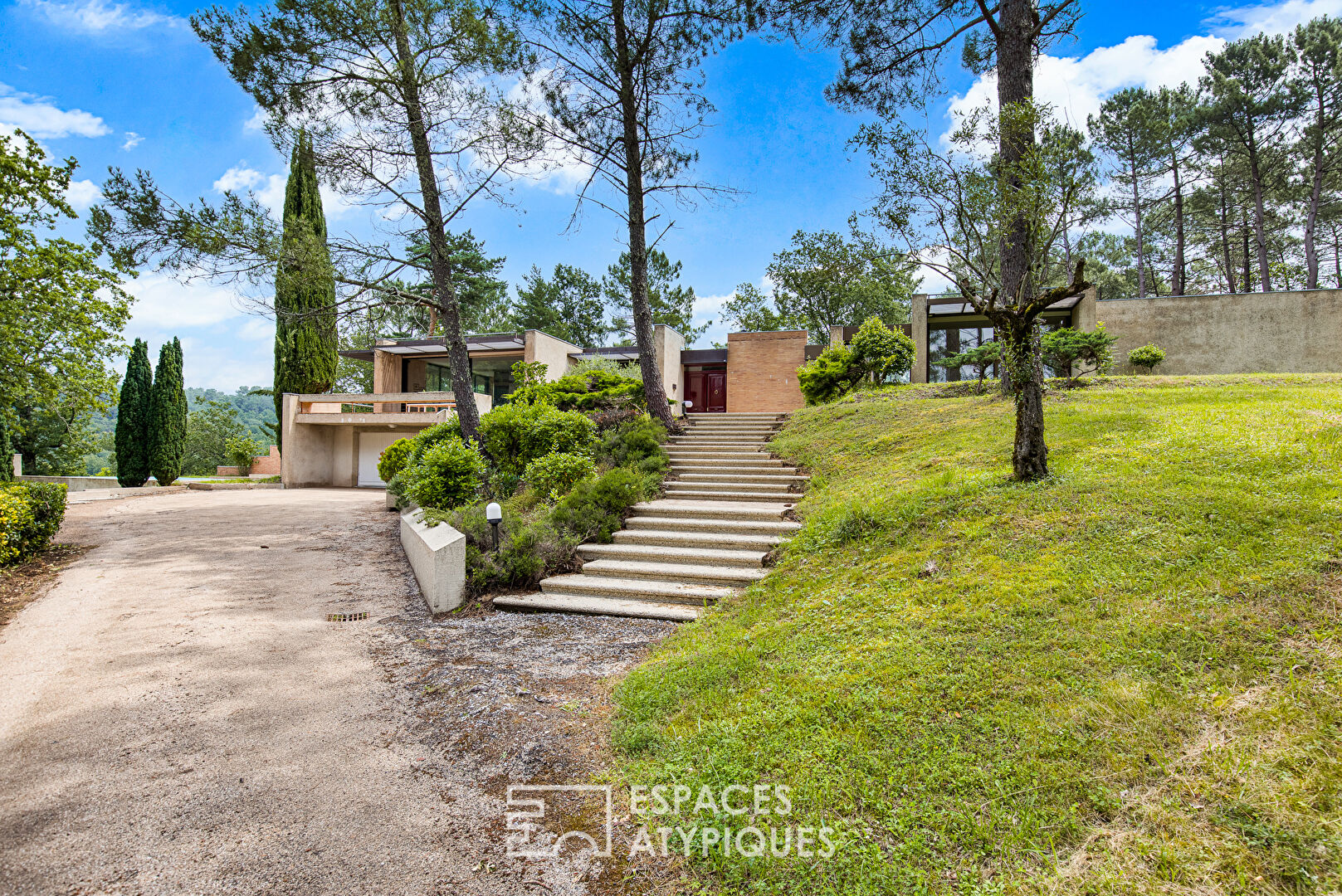 Architect house on wooded park