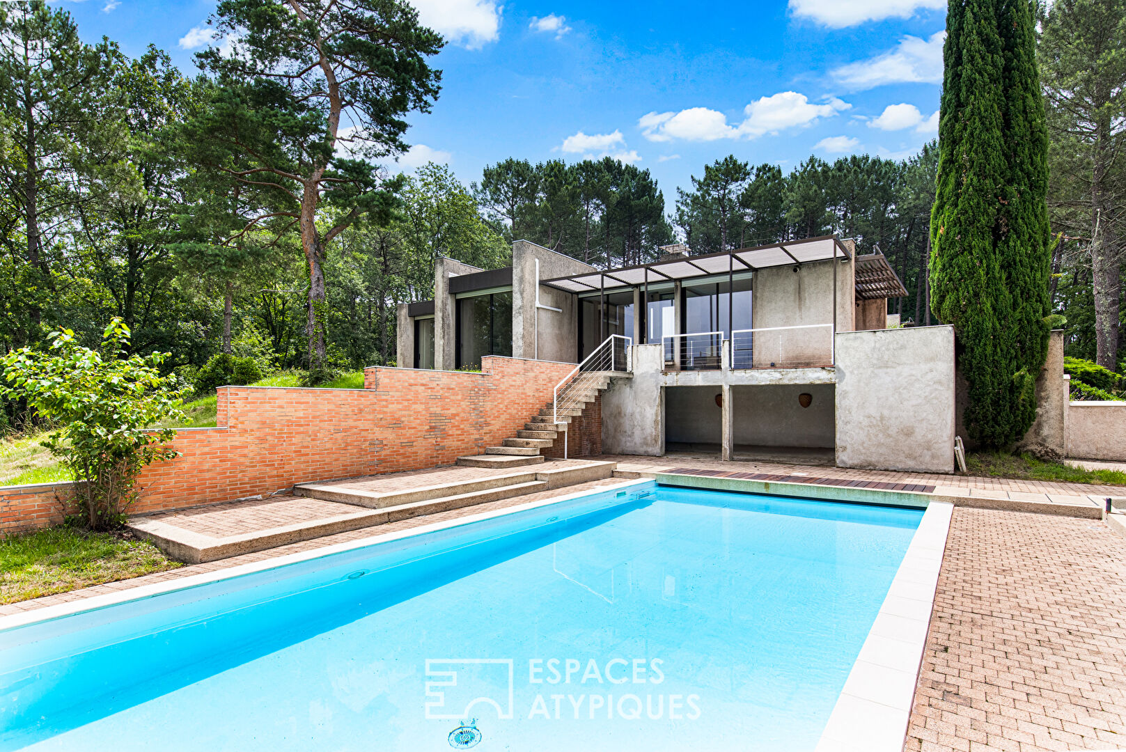 Architect house on wooded park