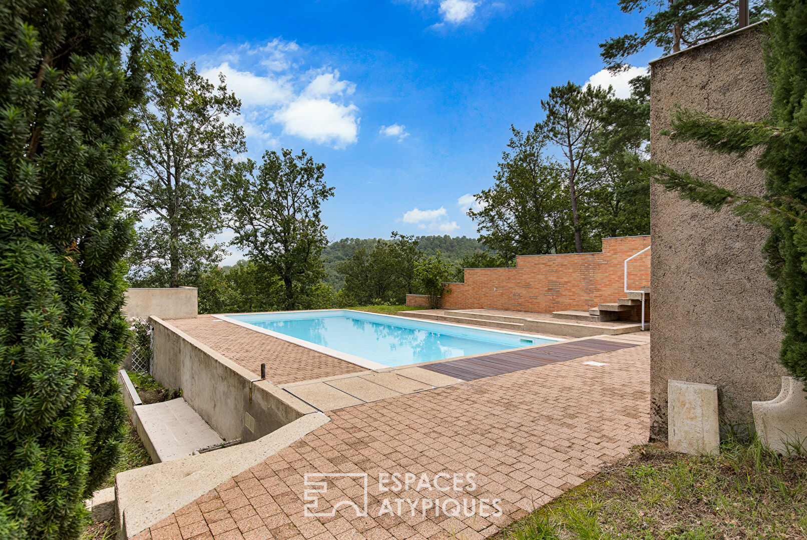 Architect house on wooded park