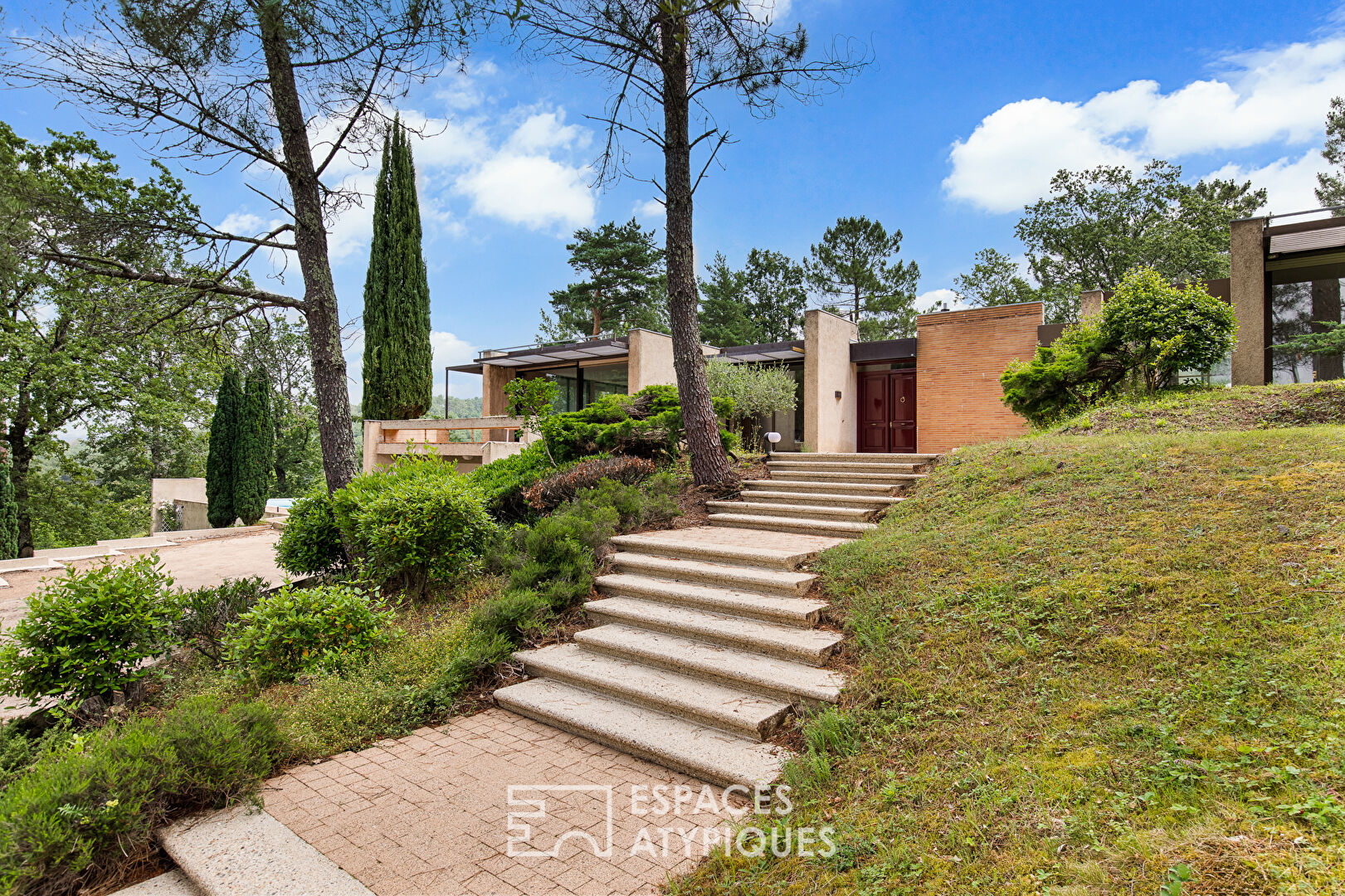 Architect house on wooded park