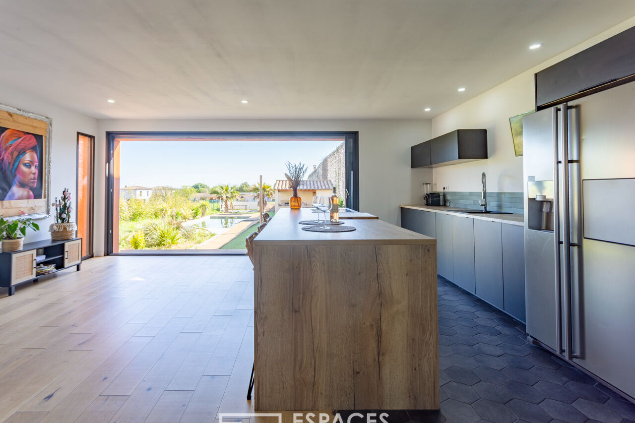 Singulière grange viticole rénovée avec piscine
