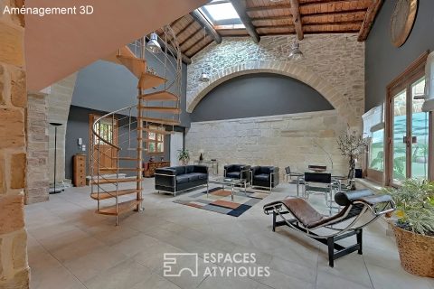 L&rsquo;élégance d&rsquo;un ancien chai: Volumes cathédrale et bassin romain