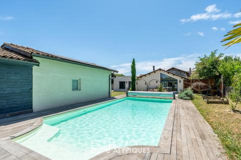 Renovated farmhouse with swimming pool and contemporary extension