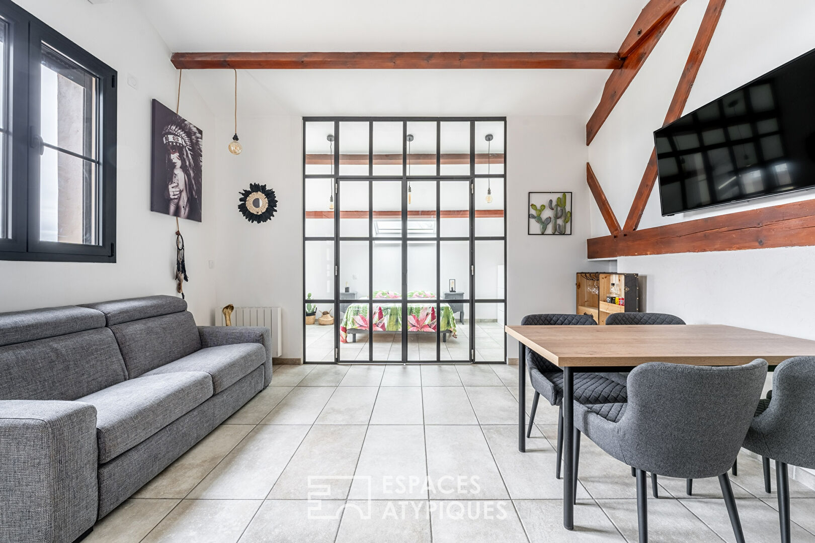 Industrial style apartment with its terrace