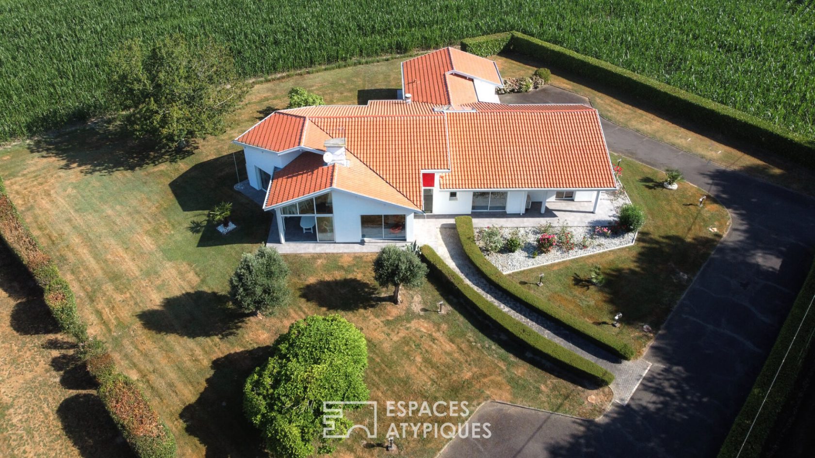 Contemporary star-shaped villa in a green setting