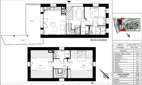 Rez-de-jardin neuf en duplex, avec 2 places de stationnement