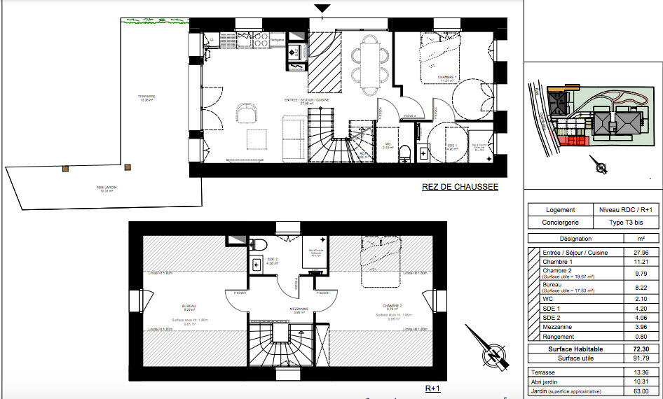 Rez-de-jardin neuf en duplex, avec 2 places de stationnement