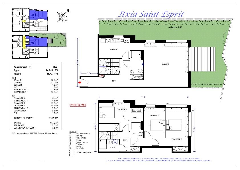 Duplex 4 pièces en rez de jardin