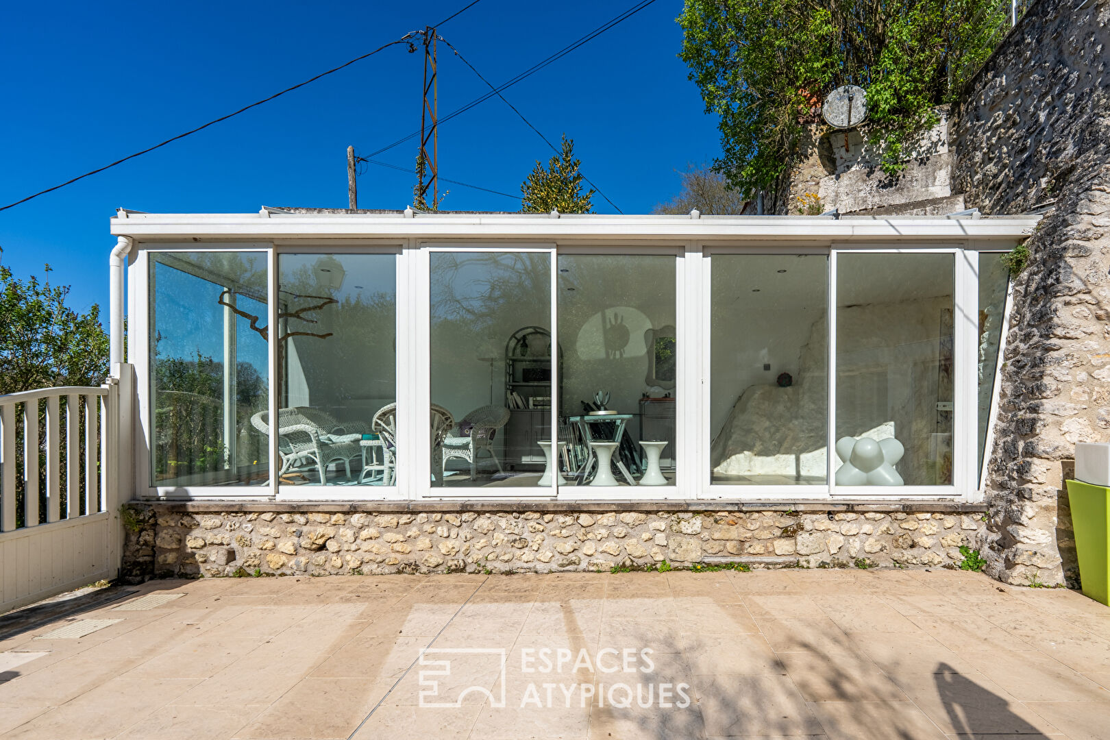 Troglodyte house with terrace and view of the Loire