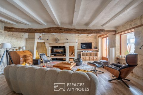 Longère avec piscine au milieu des vignes