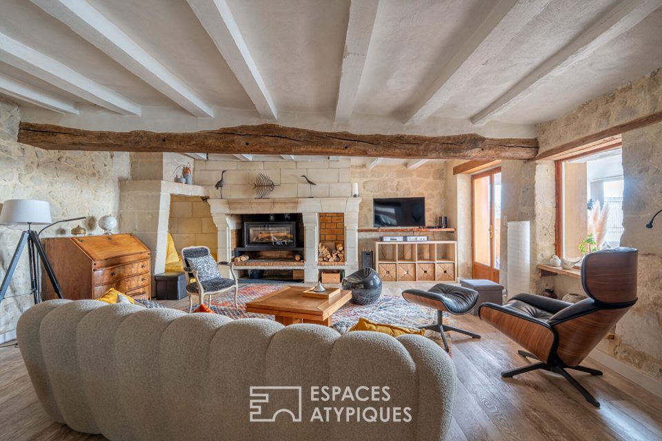 Longère avec piscine au milieu des vignes