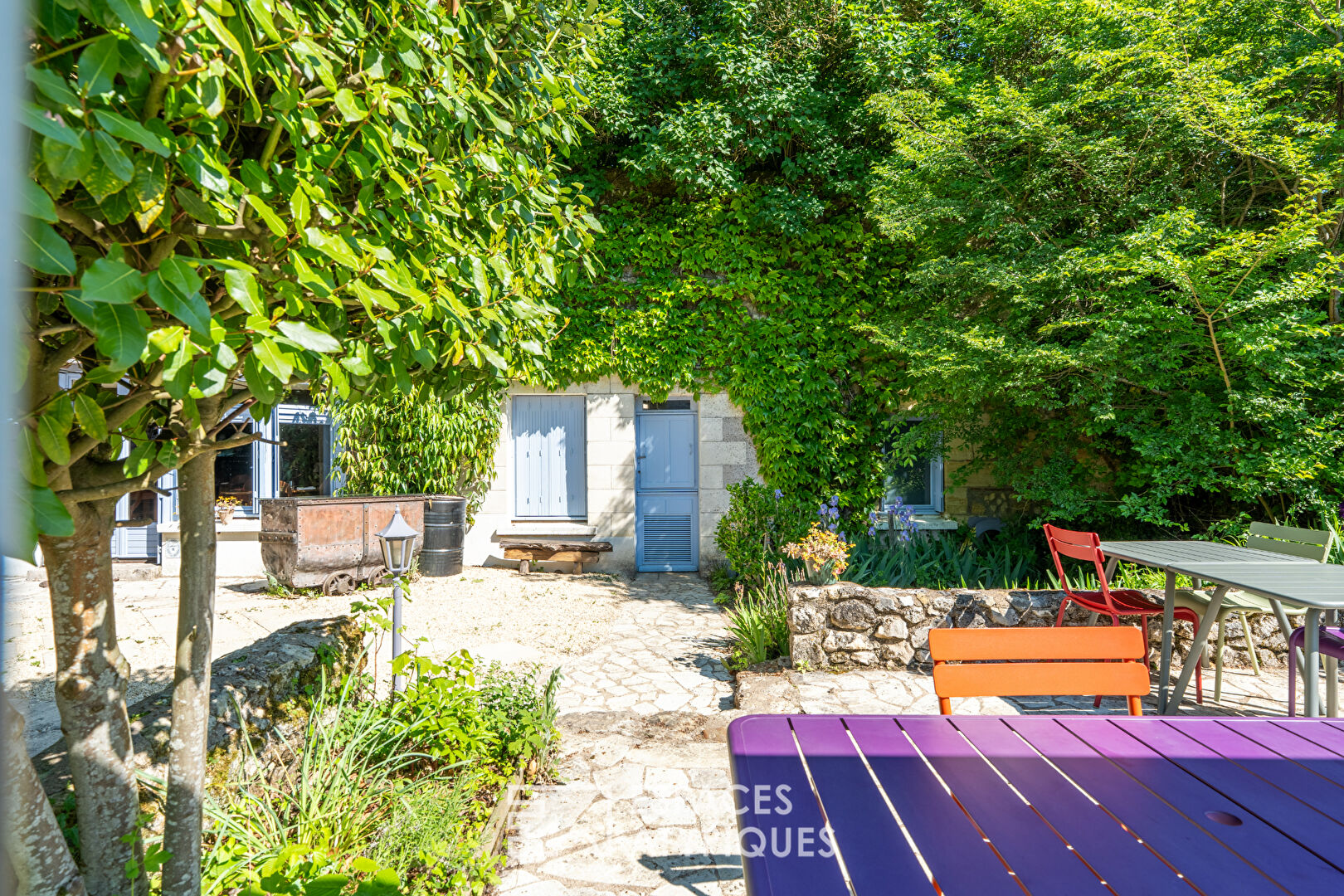 Restaurant troglodyte avec terrasse panoramique sur les vignes