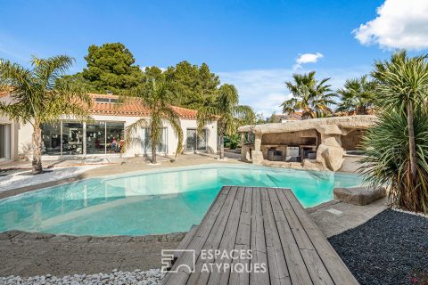 Maison contemporaine sa plage et piscine lagon