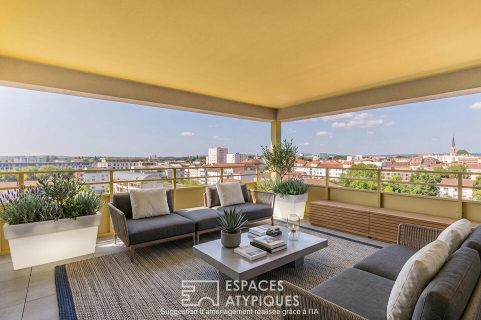 Dernier étage avec terrasses et vue dégagée