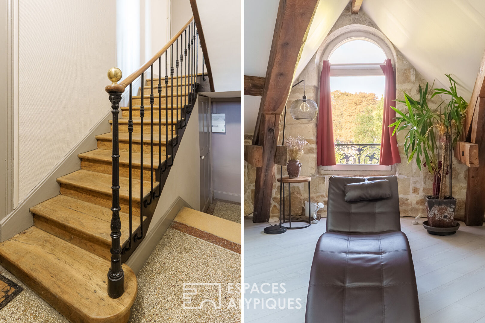 Attic apartment in the heart of the city with exposed beam