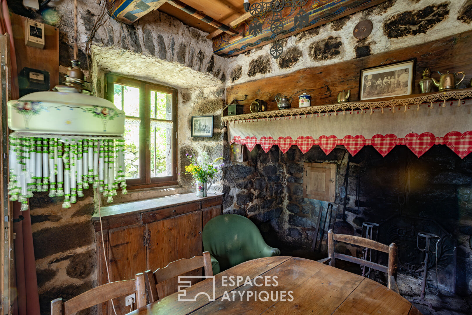Typical old farmhouse in the Ardèche mountains at the foot of Mont Gerbier