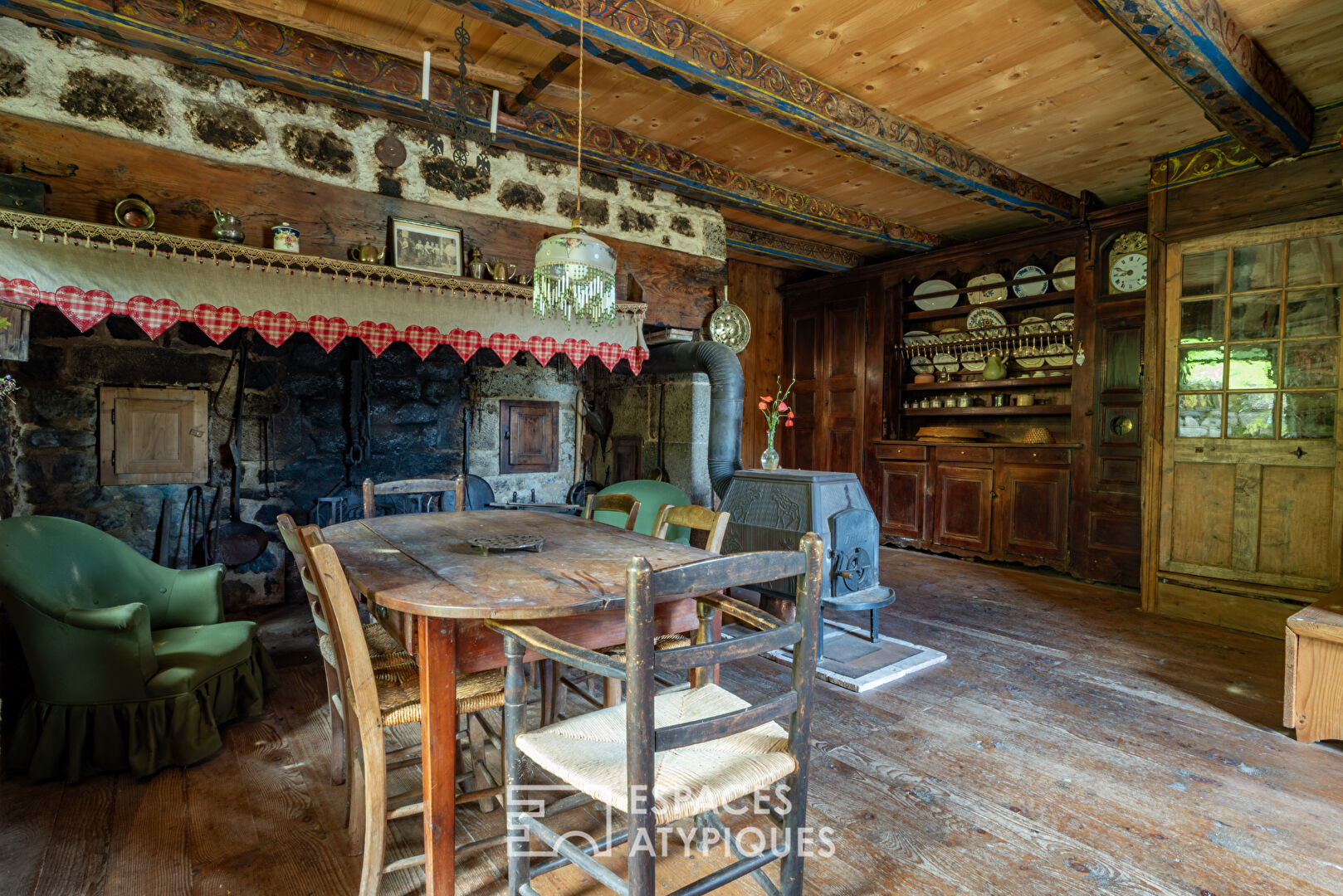 Typical old farmhouse in the Ardèche mountains at the foot of Mont Gerbier