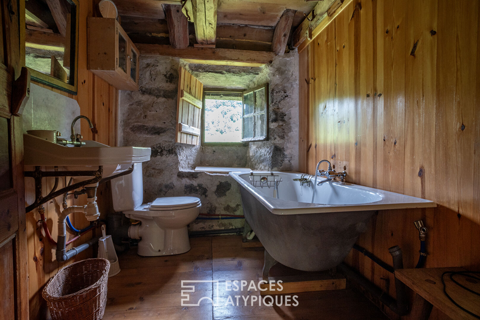 Typical old farmhouse in the Ardèche mountains at the foot of Mont Gerbier