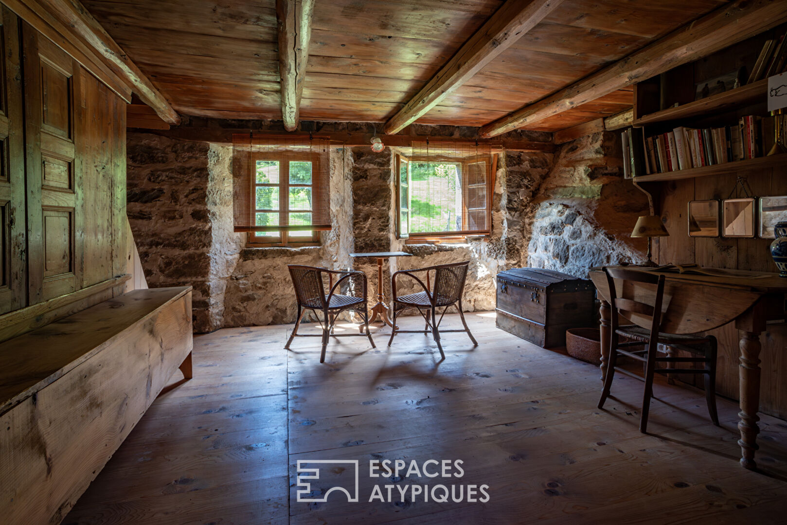 Typical old farmhouse in the Ardèche mountains at the foot of Mont Gerbier