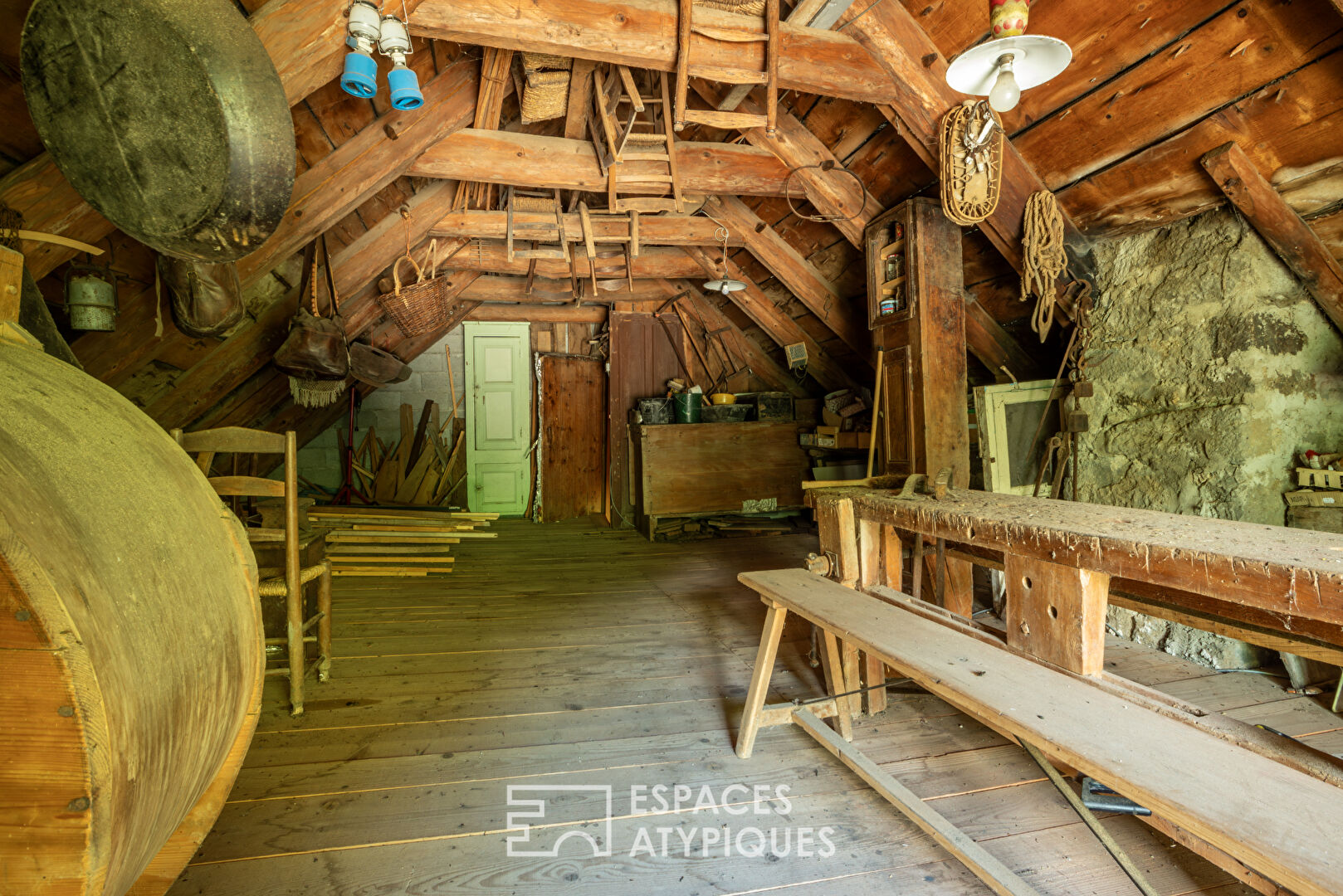 Typical old farmhouse in the Ardèche mountains at the foot of Mont Gerbier