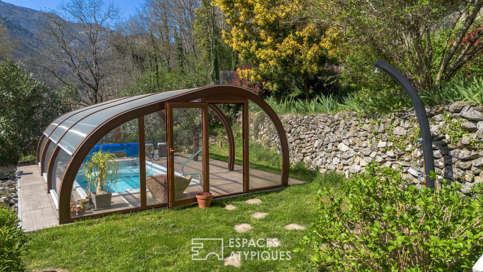 Stone house with view, fruit orchard and gîte in Antraigues-sur-Volane
