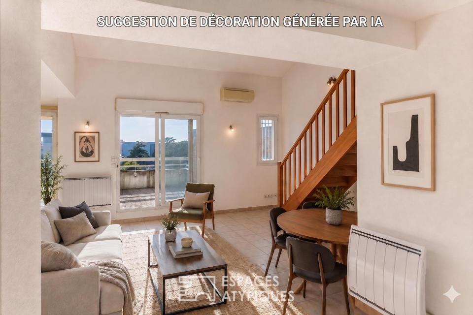 Appartement lumineux de 112m2 avec terrasse, garage et mezzanine au coeur de Montélimar