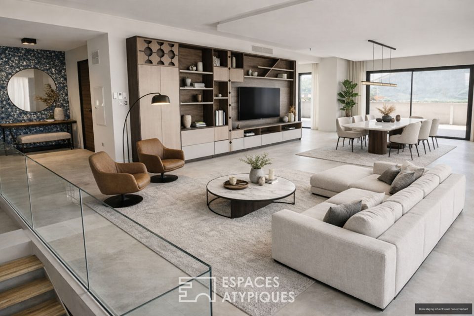 Duplex contemporain en dernier étage avec 2 terrasses et 3 garages