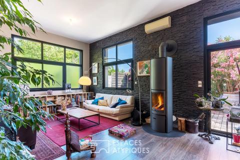 Loft atypique avec jardin paysager, atelier d&rsquo;artiste de plain-pied accessible PMR