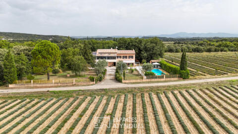 Maison familiale avec piscine au milieu des lavandes et vue sur Mont Ventoux en Drôme Provençale
