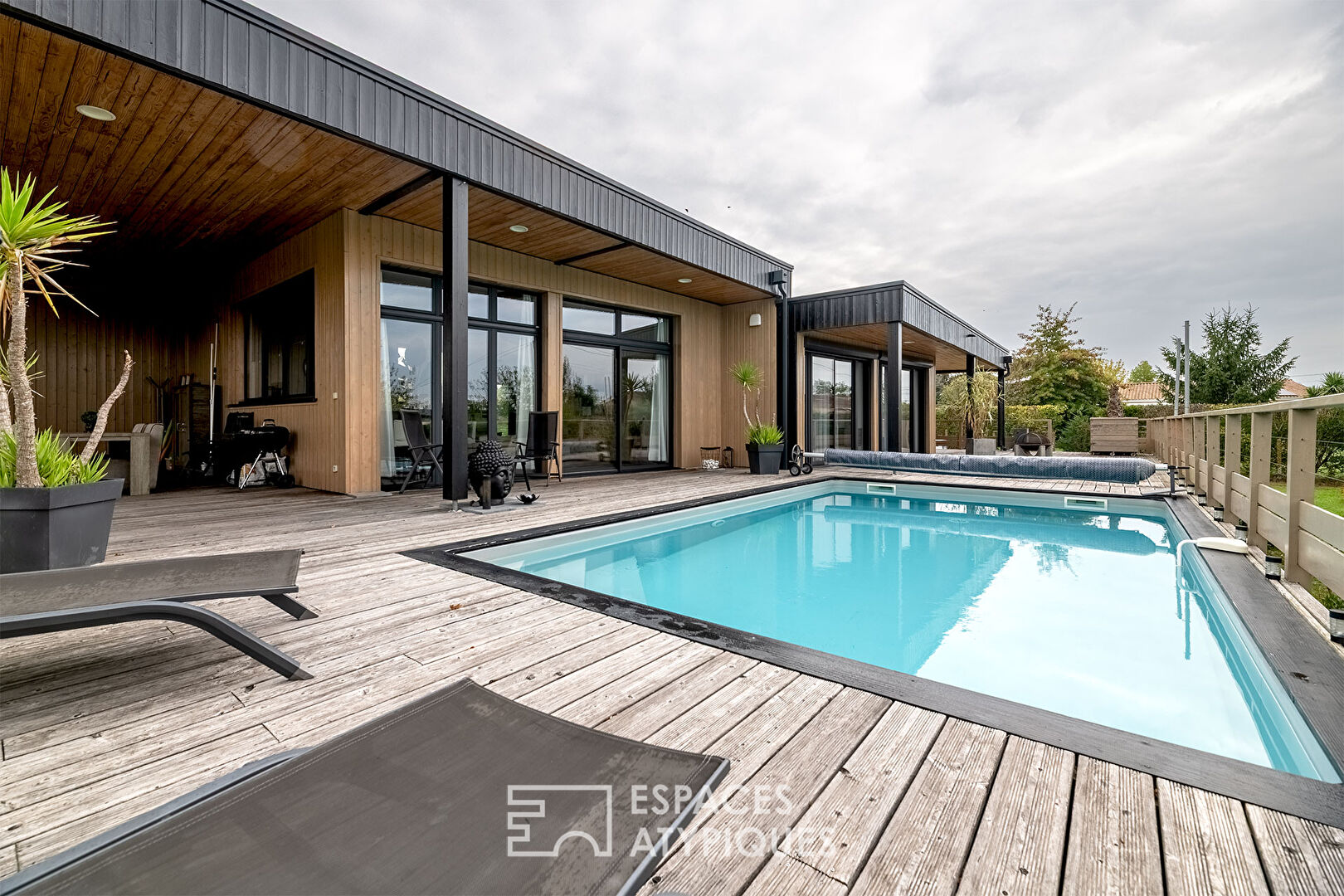 Contemporary villa with resort accents