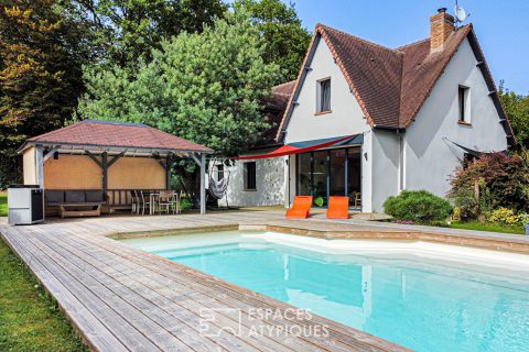 Chaleureuse maison de campagne avec piscine