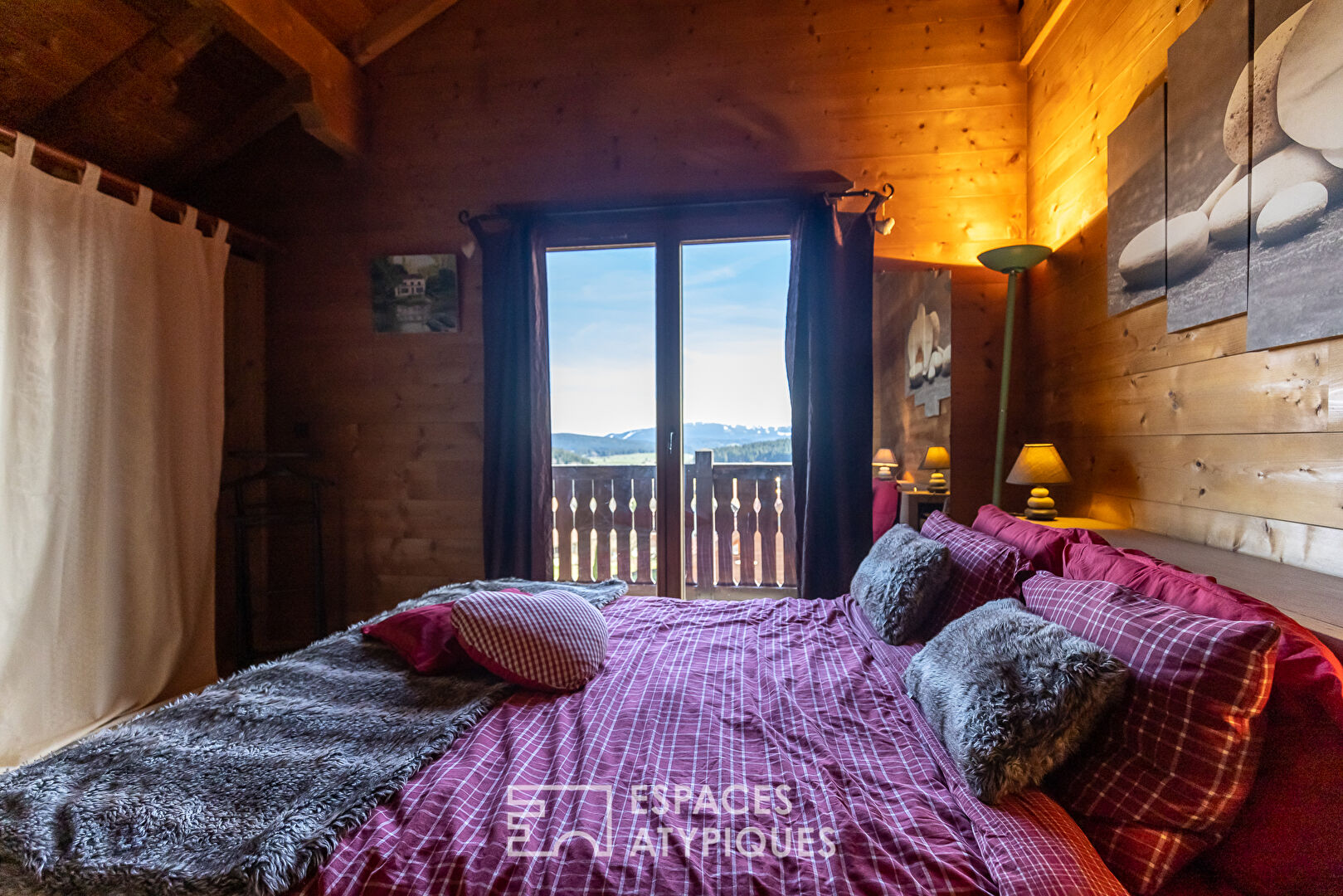 The real log cabin with its indoor swimming pool