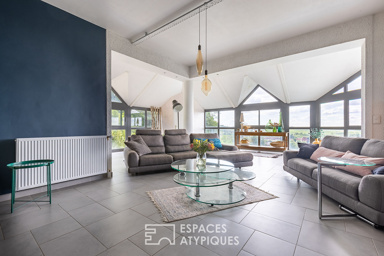 House with its swimming pool and its breathtaking view of the Arboisian vineyard