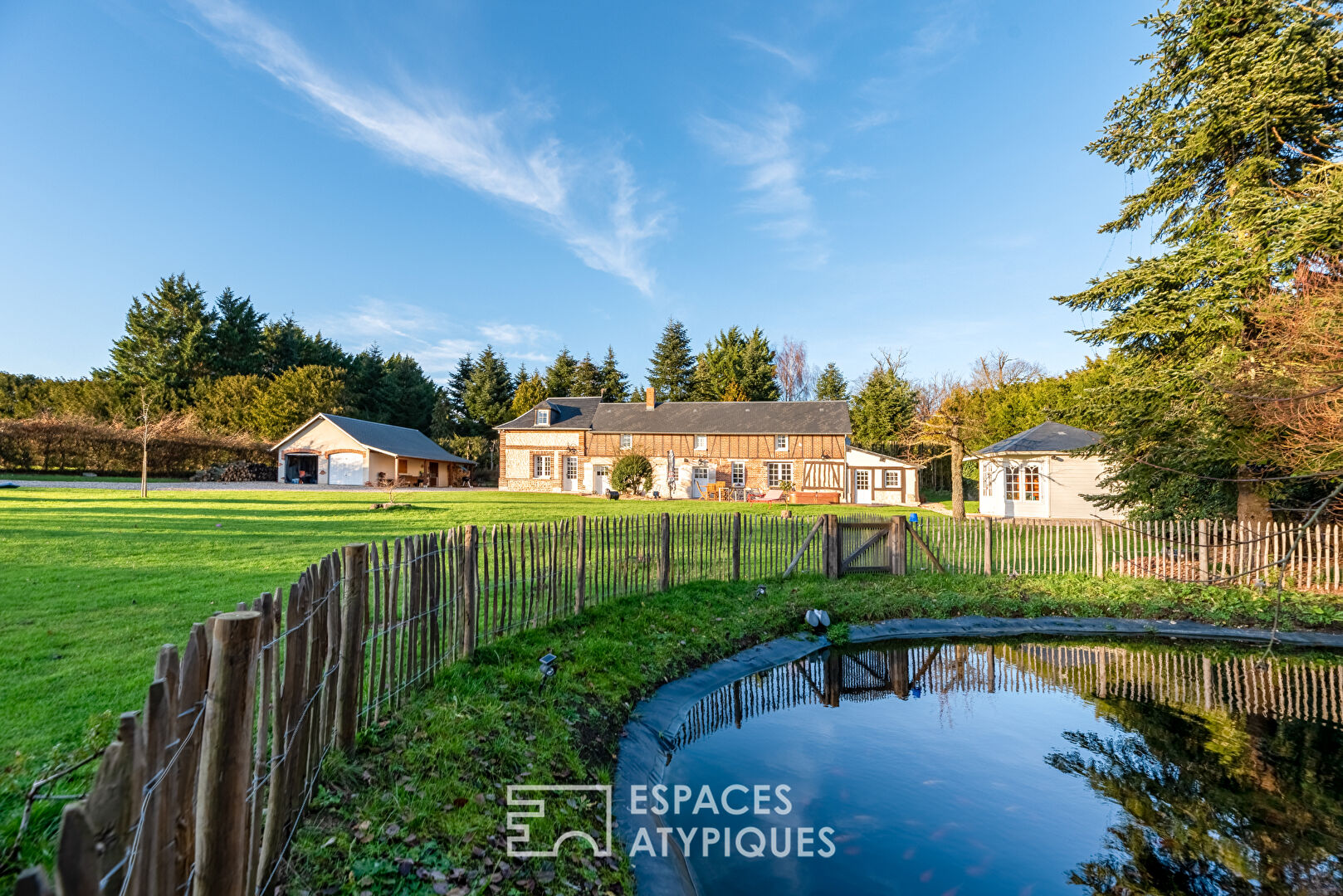 Character house in lush greenery