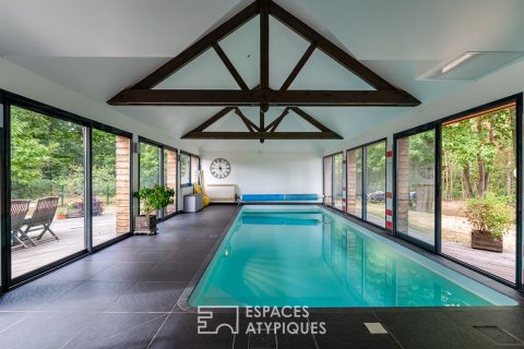 Architect-designed house on the edge of the forest with indoor swimming pool