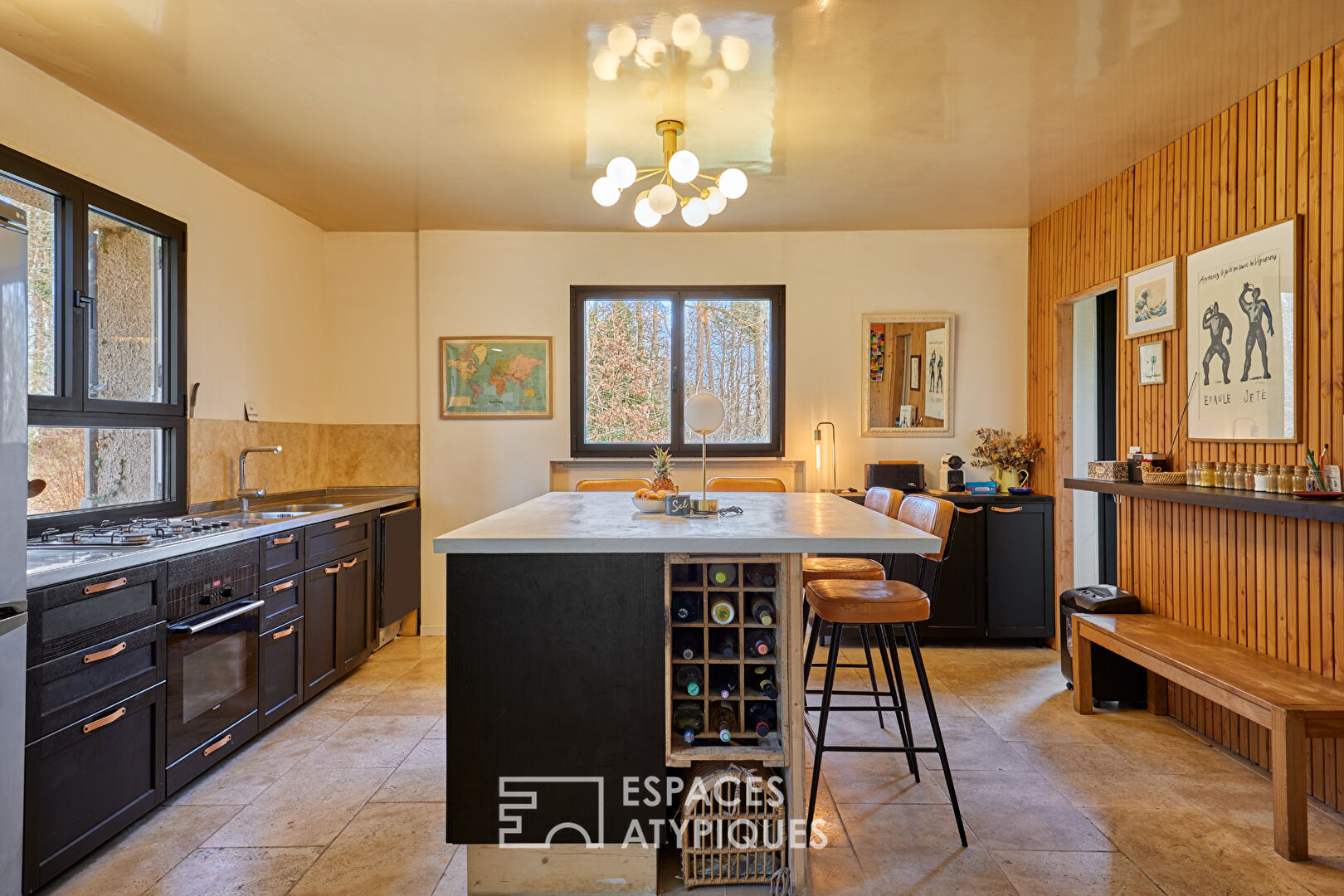 1970s property revisited in wooded park in central Bernay