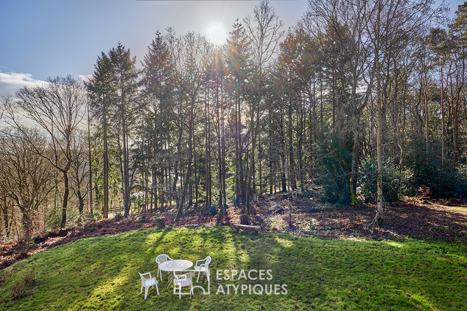 1970s property revisited in wooded park in central Bernay