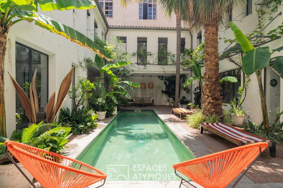 Ancienne imprimerie réhabilitée en Riad contemporain avec patio et piscine au coeur de Saint-Victor