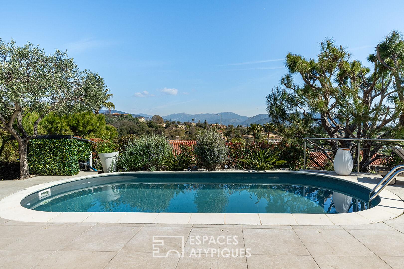Villa de charme avec vue mer, collines et ville à Nice