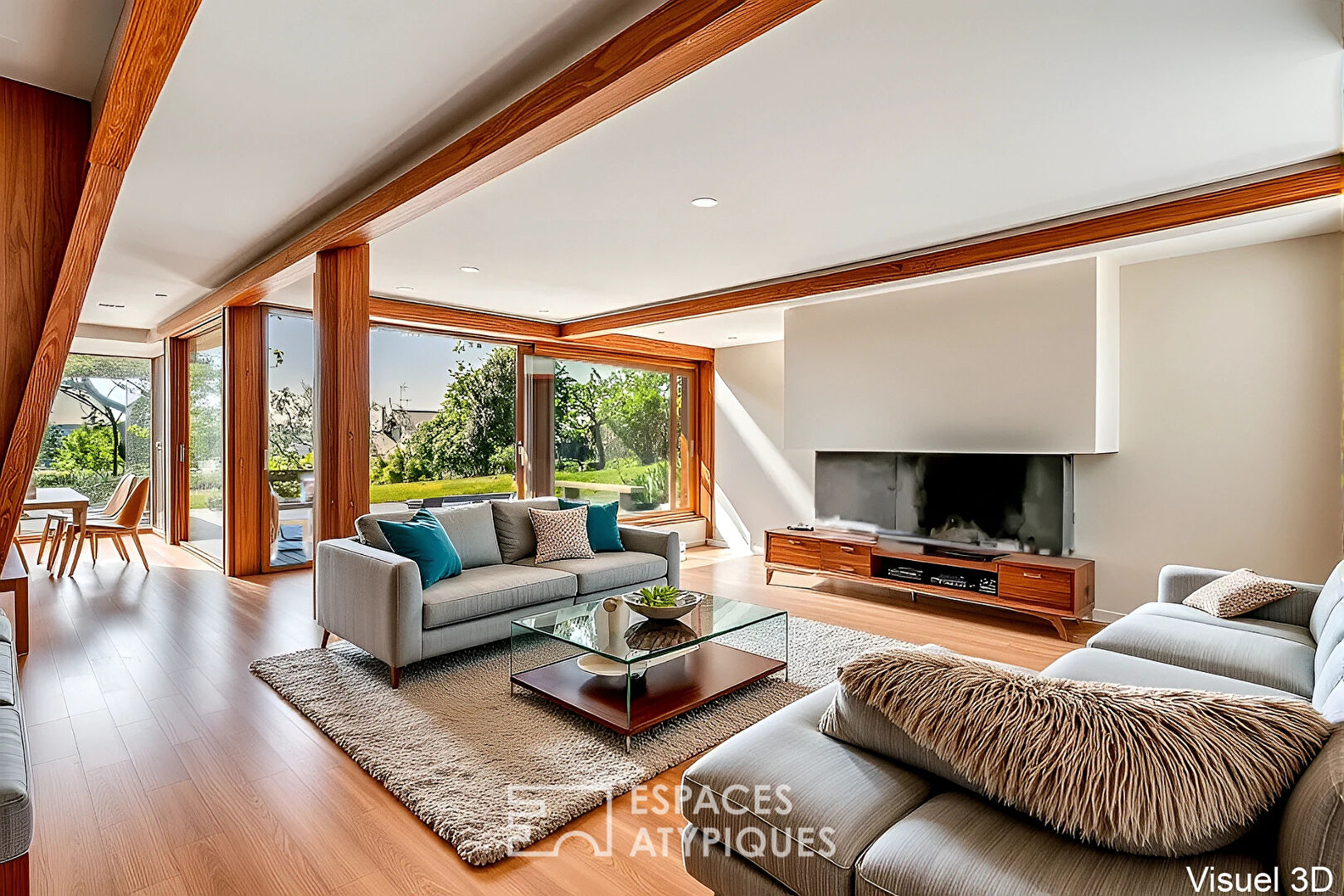 Maison d’architecte à structure poteaux-poutres avec vue panoramique