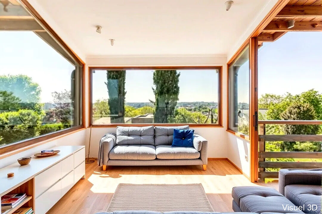 Maison d’architecte à structure poteaux-poutres avec vue panoramique
