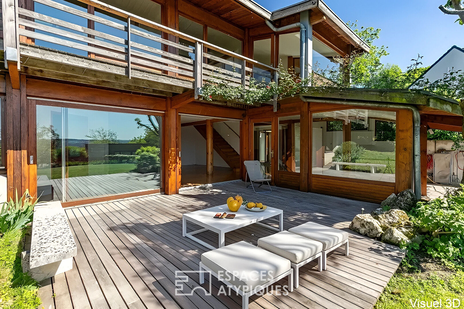 Maison d’architecte à structure poteaux-poutres avec vue panoramique