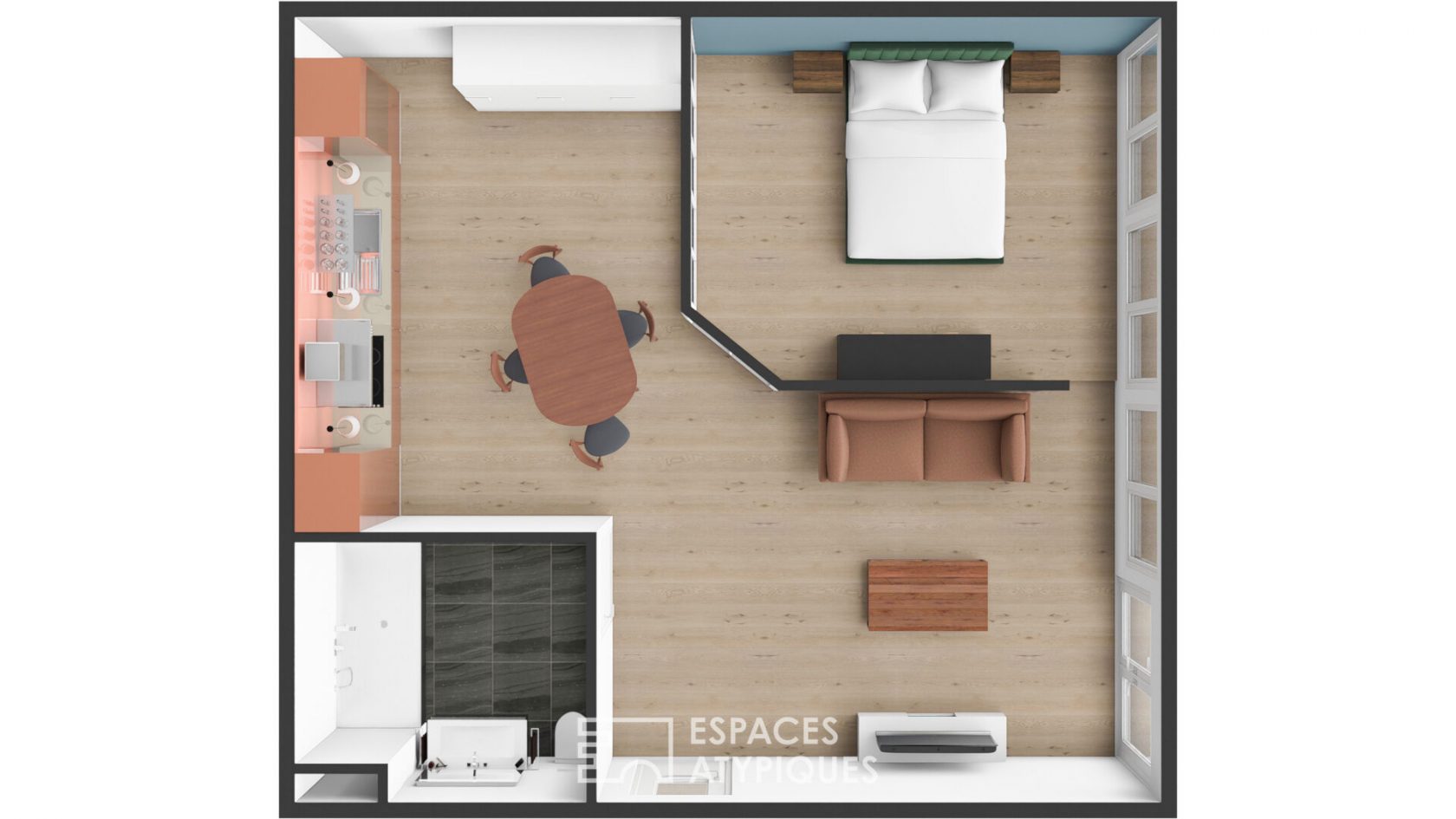 Appartement loft avec jardin