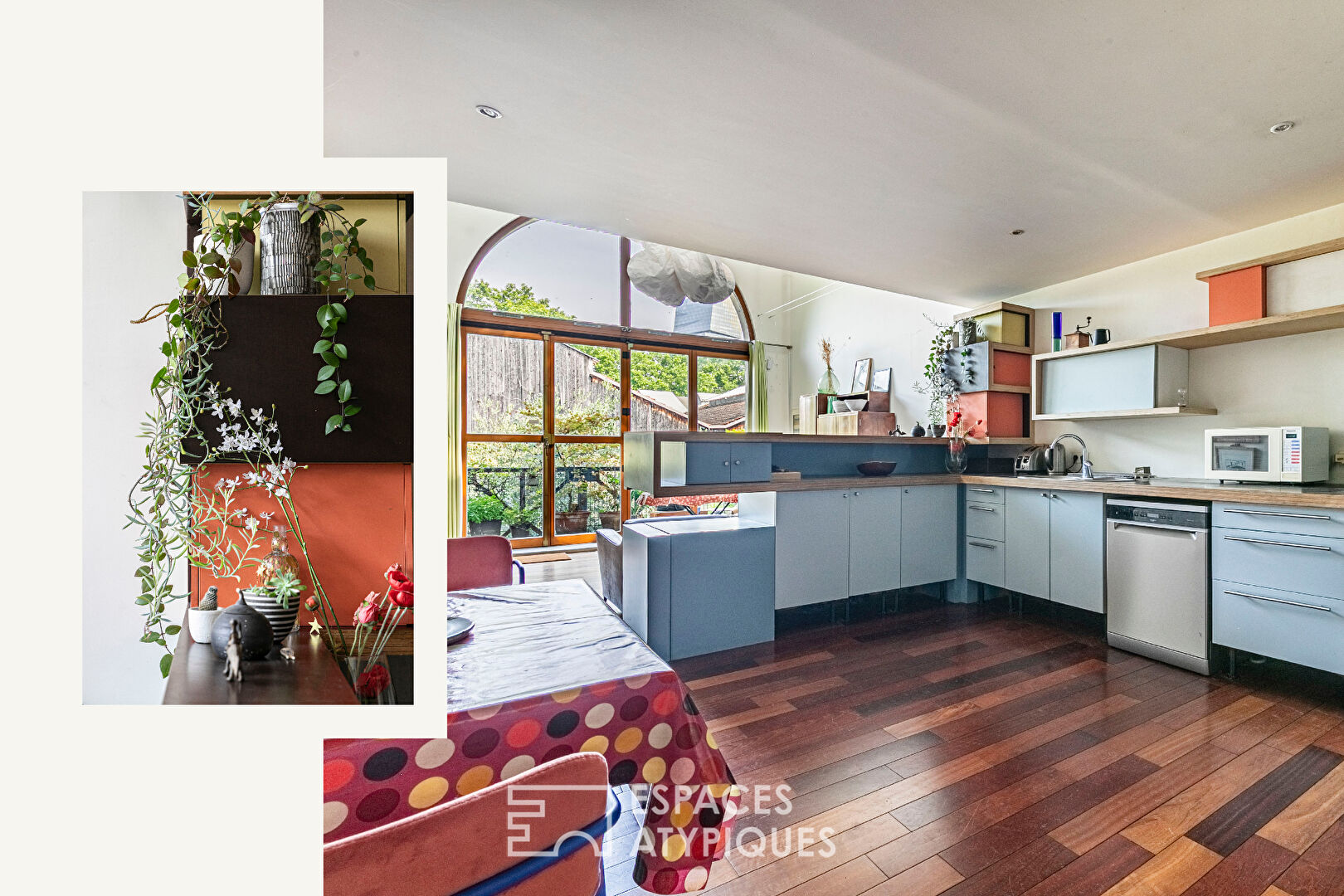 Architect-designed duplex loft and top floor overlooking a lush garden