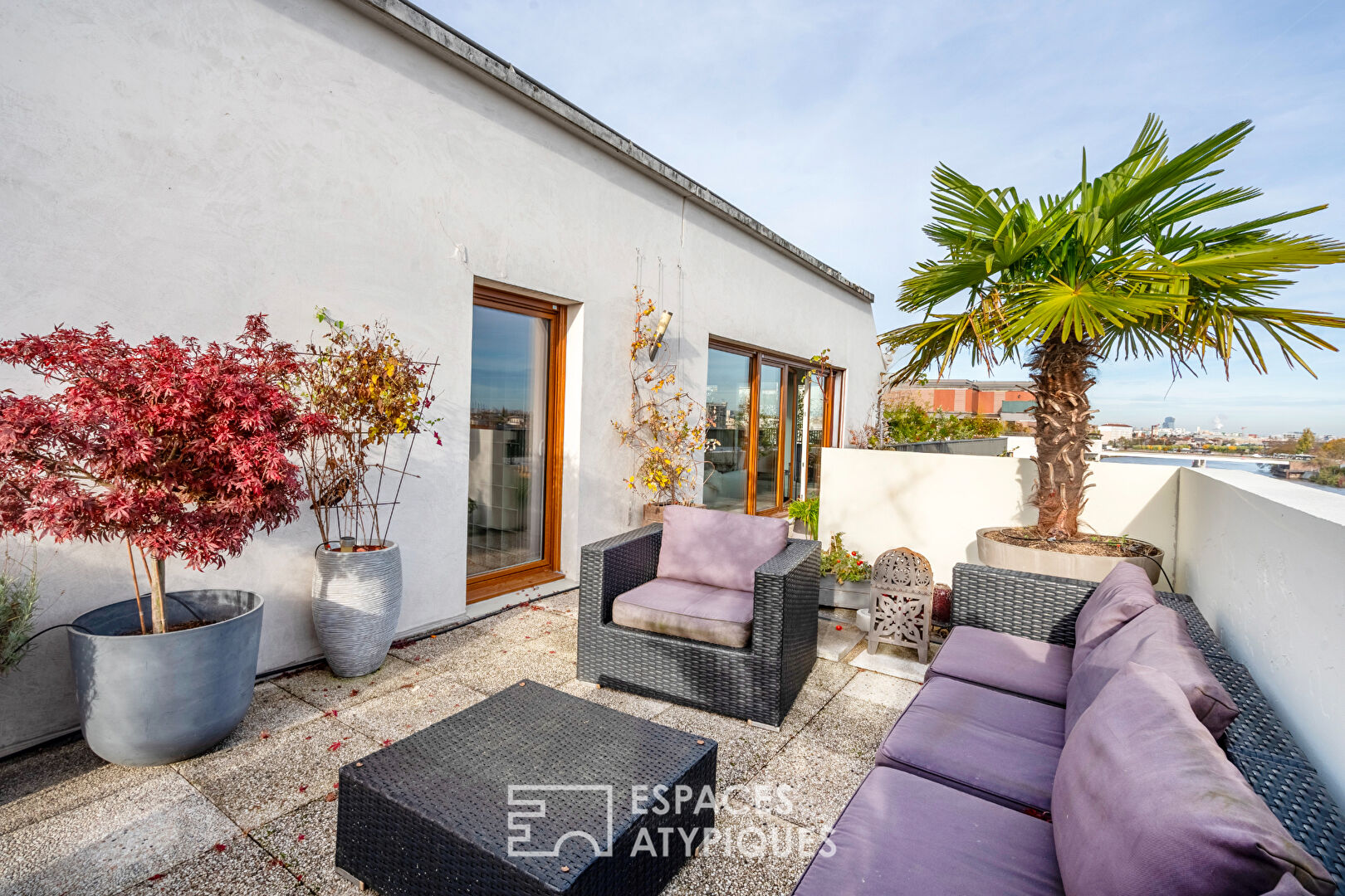 Appartement en dernier étage avec terrasse face à la Seine