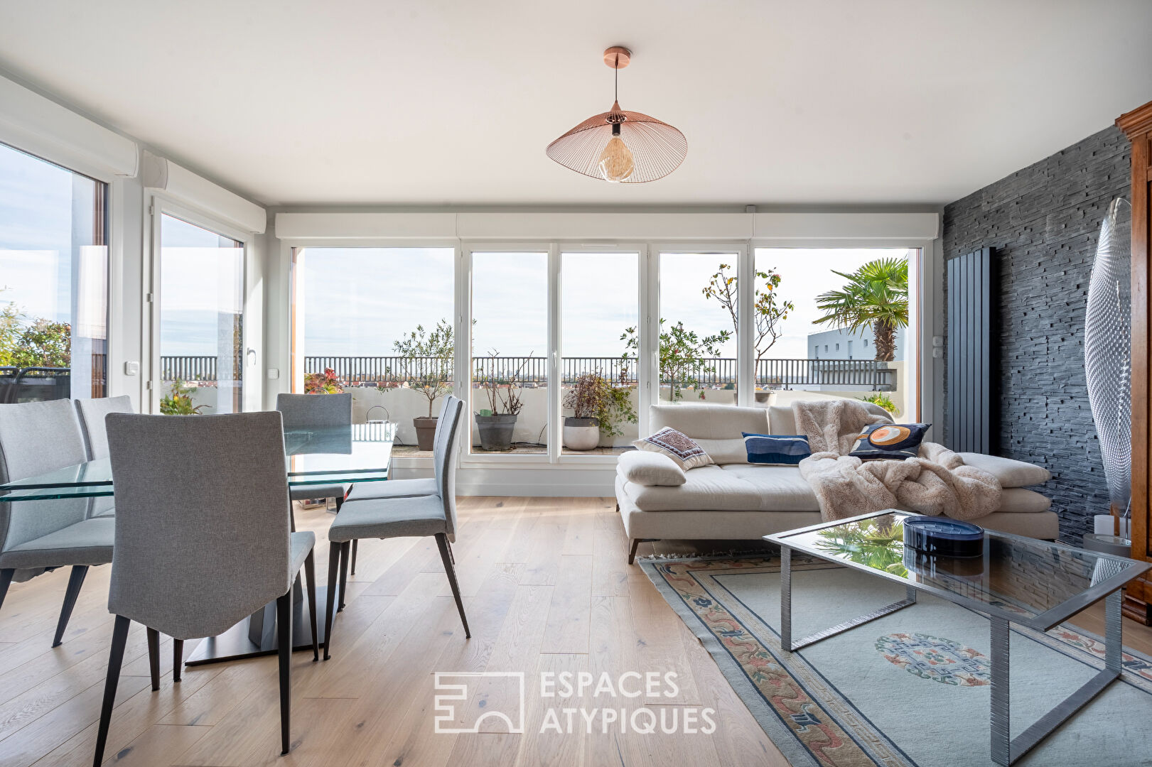 Appartement en dernier étage avec terrasse face à la Seine