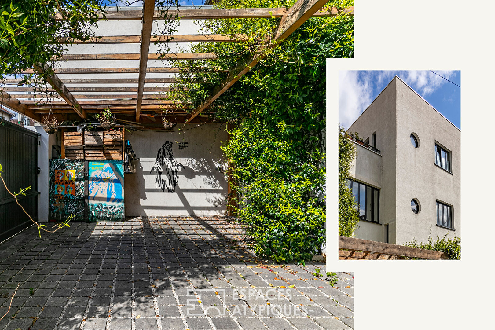 Architect-designed house with double terrace and garden