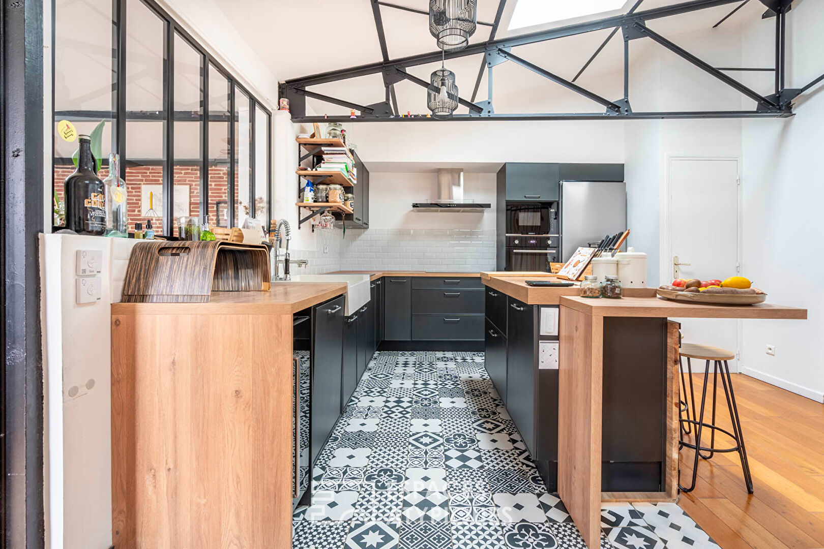 Loft-style apartment with balcony in a renovated former factory