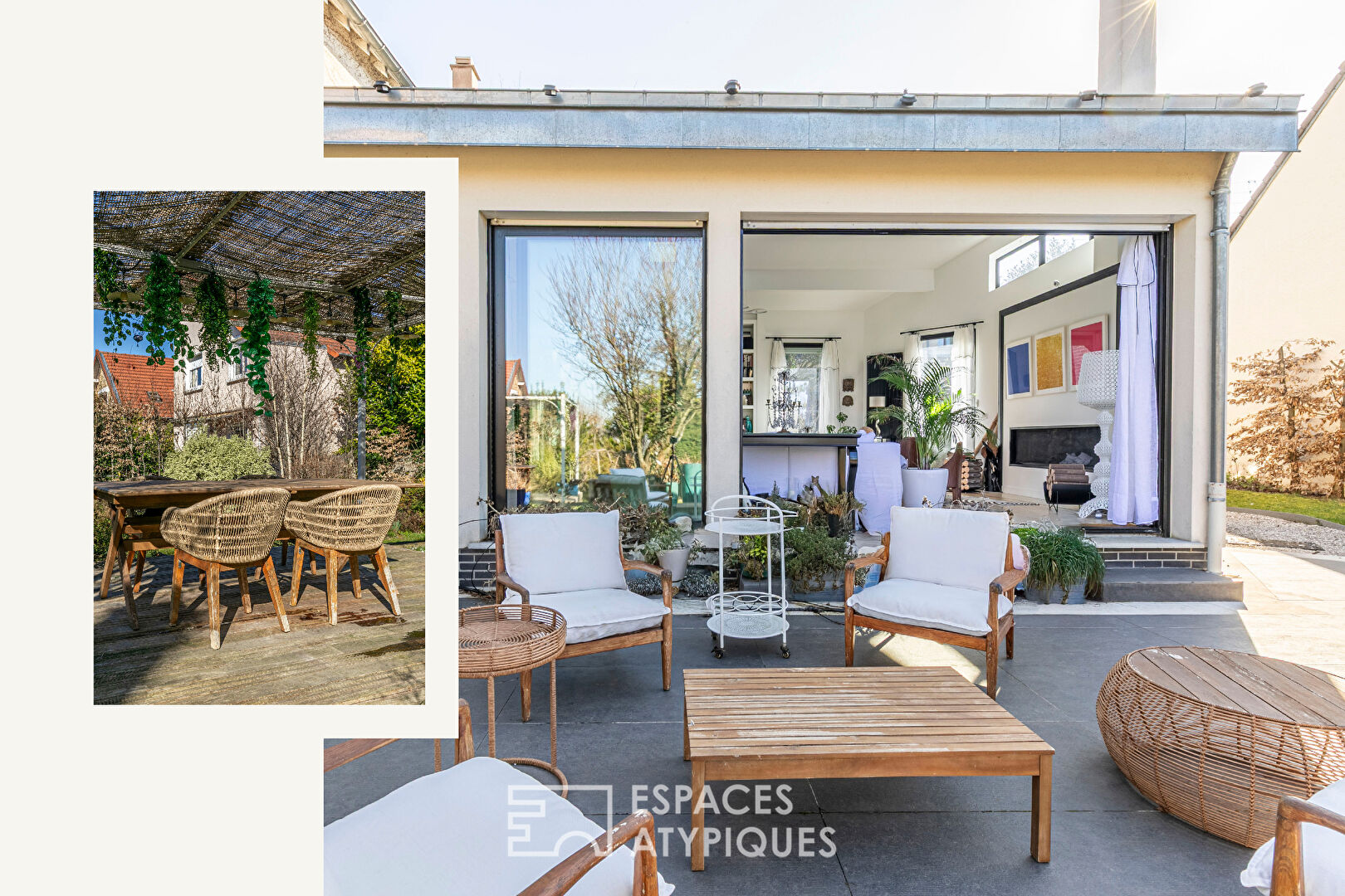 House with architect-designed extension and bucolic garden