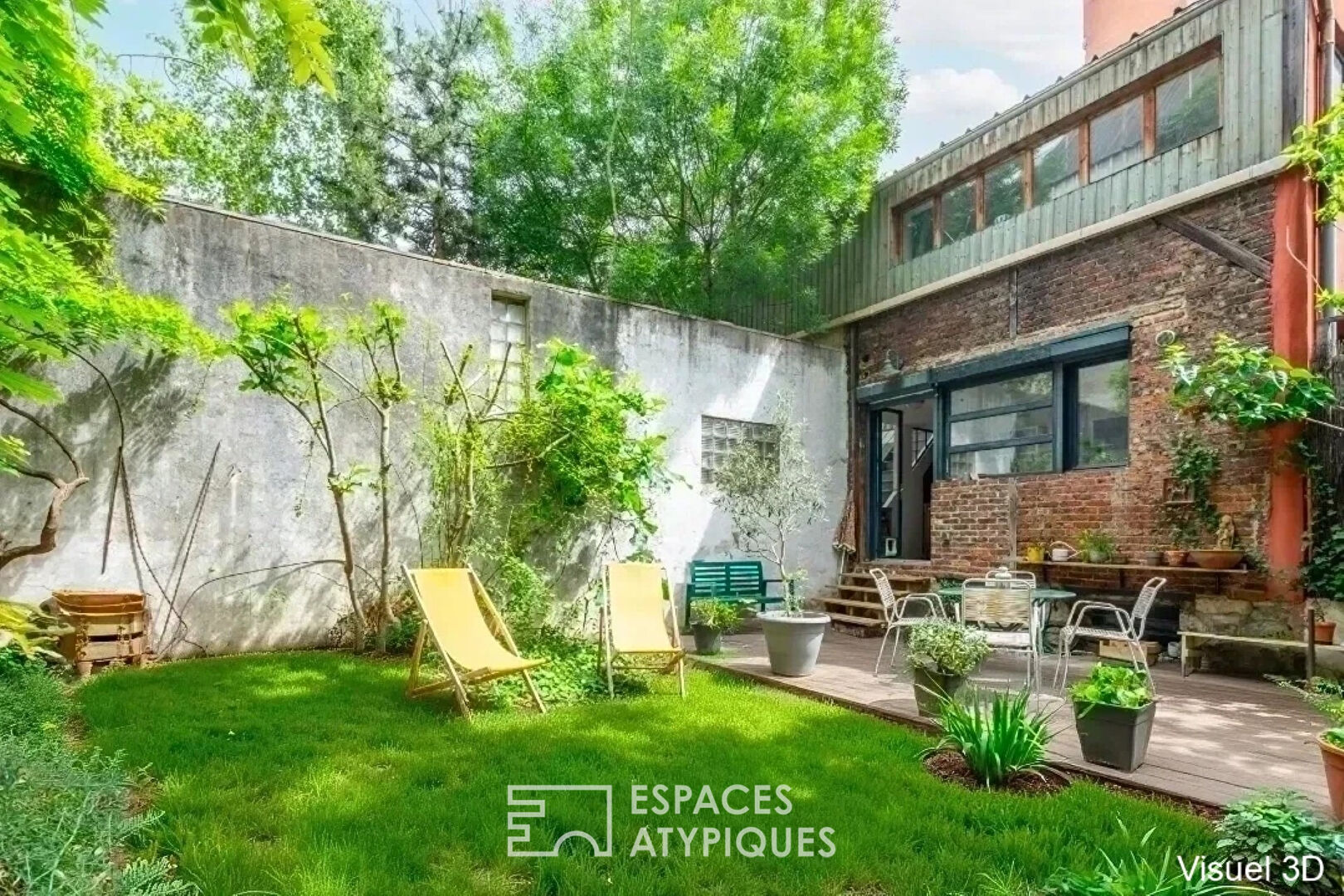 Maison style loft avec jardin
